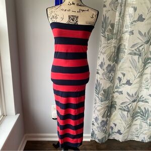 Free People Convertible Striped Tube dress and skirt - Navy and red - XS
